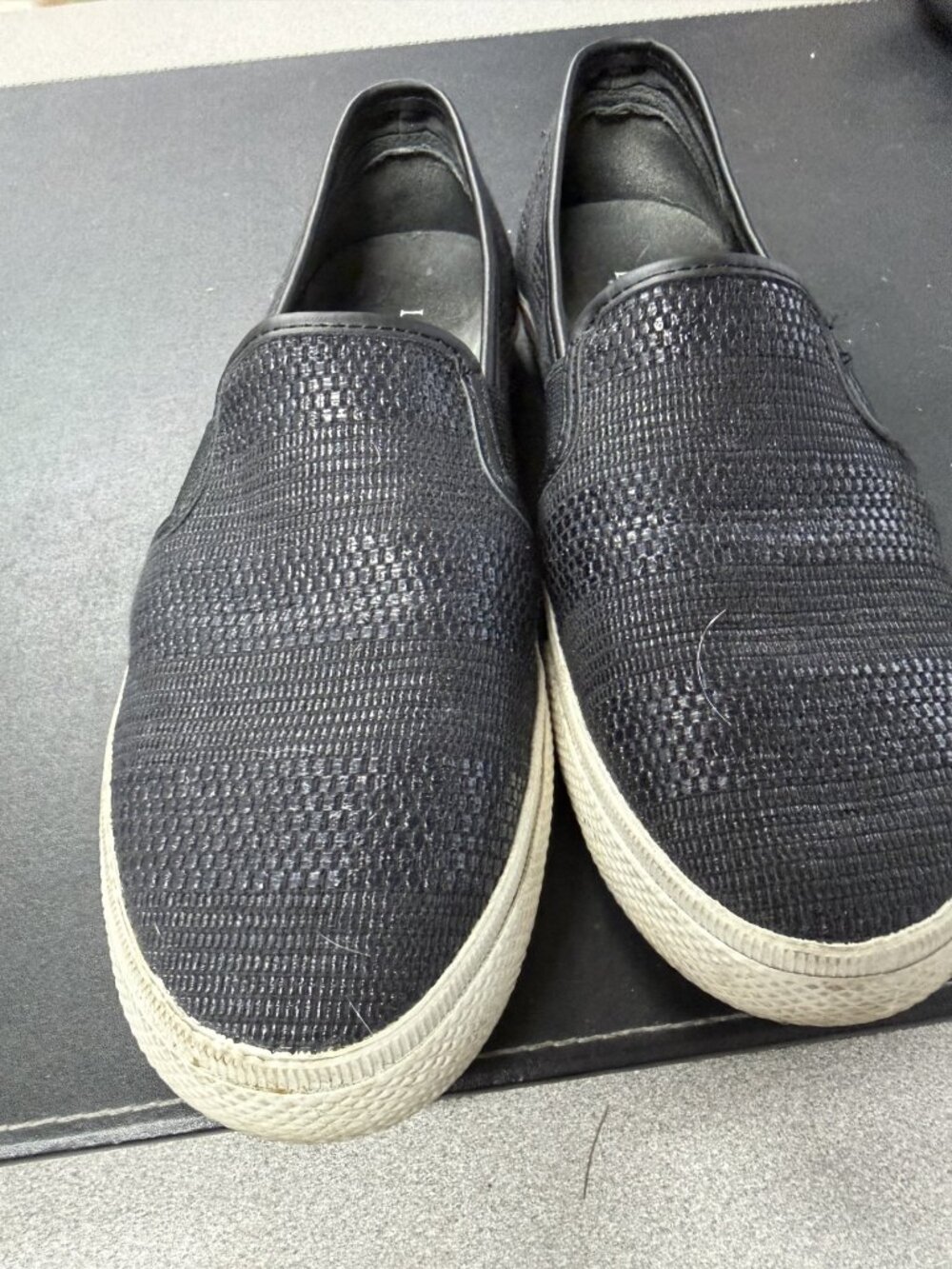 Women's Ralph Lauren Black Woven Slip-On Shoe, size 9